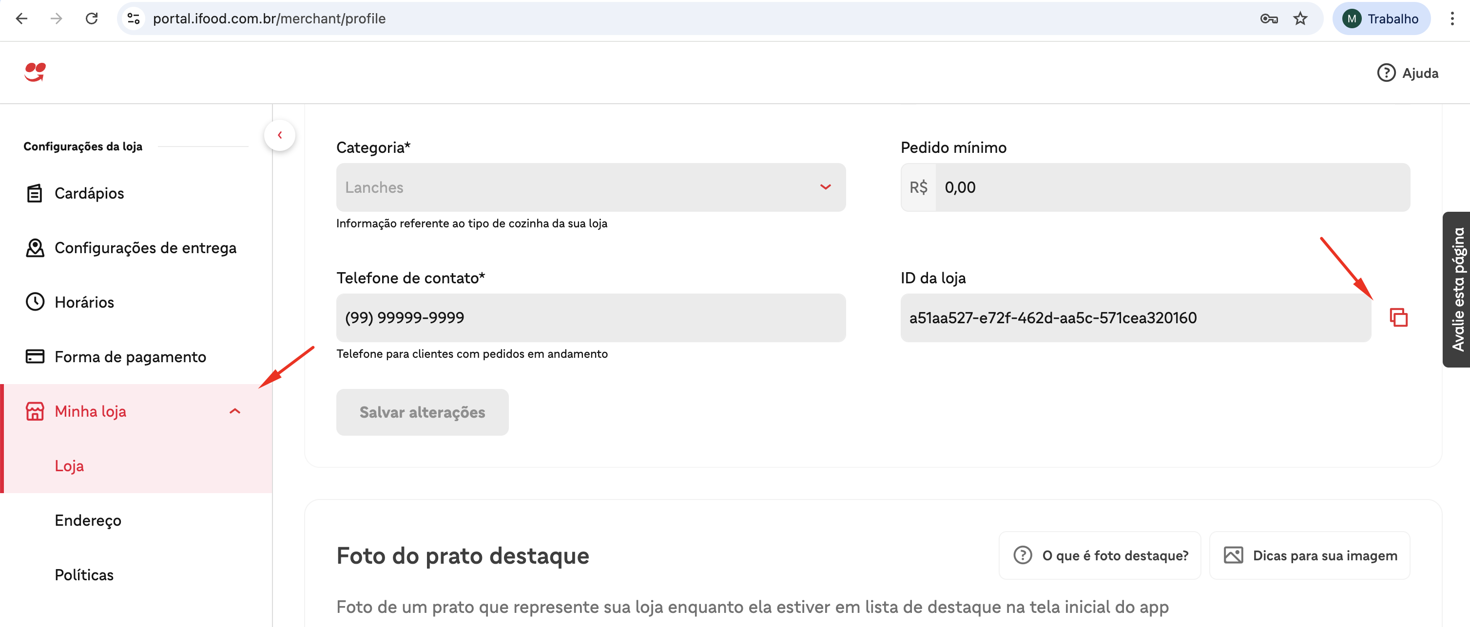Local para obter o ID do iFood