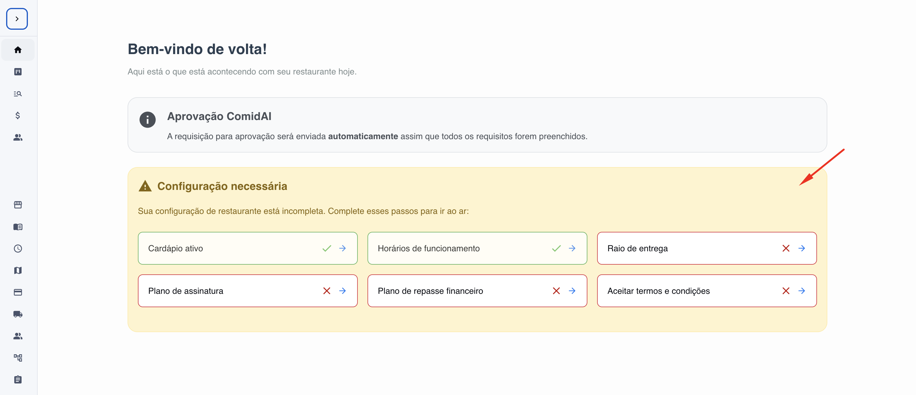 Passos para sua loja ficar pronta para receber pedidos