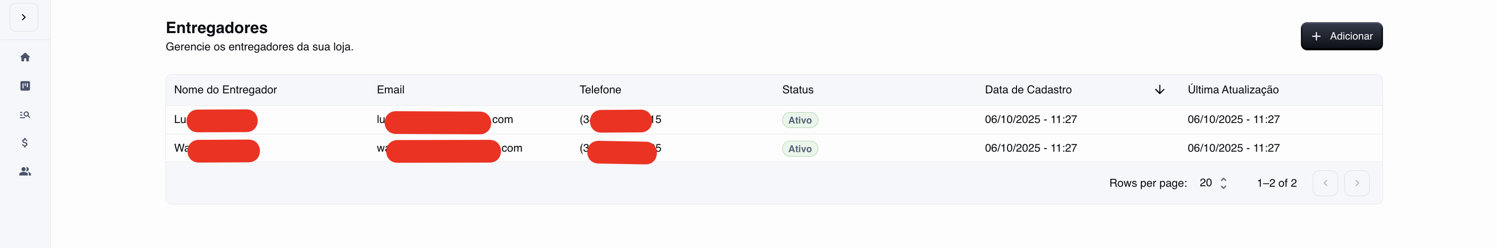 Tela com os seus integradores