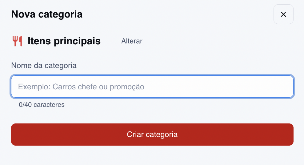Criar uma nova categoria em seu menu